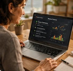 Autora recebendo uma análise digital para orientar sua obra