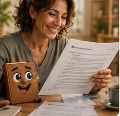 Autora recebendo direção para continuar desenvolvendo a obra